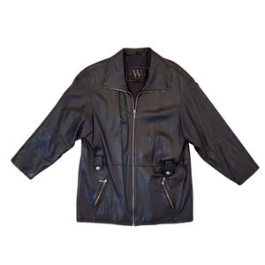 New York by Winlit Men's Black Vintage Leather Long Coat Large‎